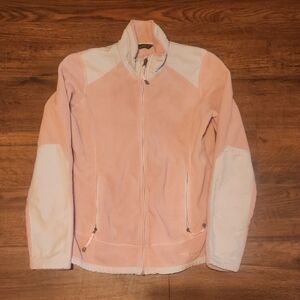 Women Eddie Bauer Pink and White Ski Jacket with Fleece Texture